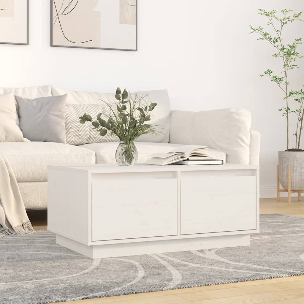 vidaXL sofabord 80x50x35 cm massivt fyrretræ hvid