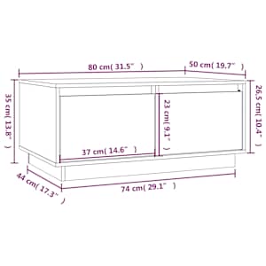 Konferenční stolek černý 80x50x35 cm masivní borové dřevo - obrázek 10