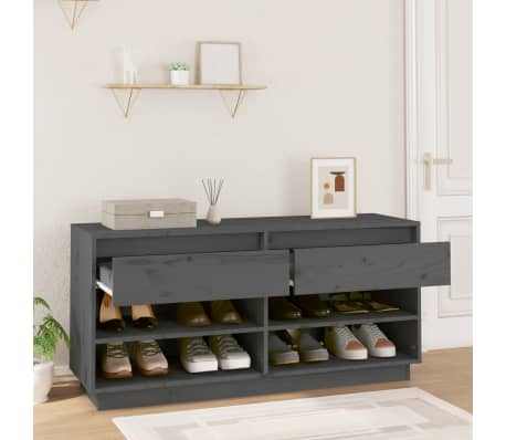 vidaXL Ormarić za cipele sivi 110 x 34 x 52 cm od masivne borovine