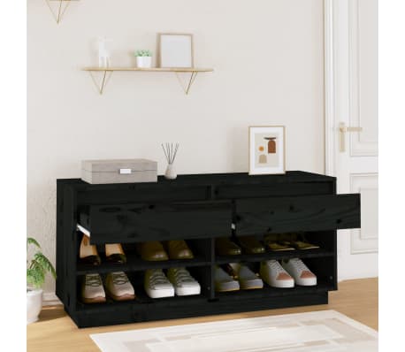 vidaXL Ormarić za cipele crni 110 x 34 x 52 cm od masivne borovine