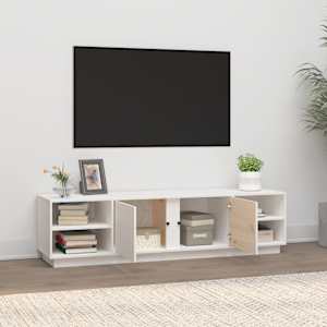 TV skříňka bílá 156 x 40 x 40 cm masivní borové dřevo - obrázek 3