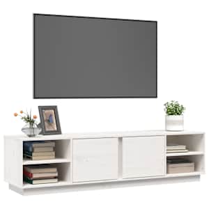 TV skříňka bílá 156 x 40 x 40 cm masivní borové dřevo - obrázek 4