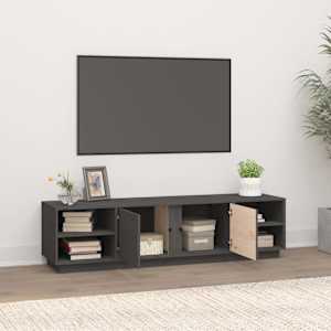 TV skříňka šedá 156 x 40 x 40 cm masivní borové dřevo - obrázek 3