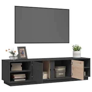 TV skříňka šedá 156 x 40 x 40 cm masivní borové dřevo - obrázek 5