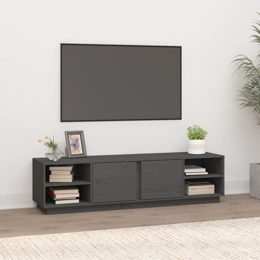 Mueble TV negro 156x40x40 cm Madera maciza de pino