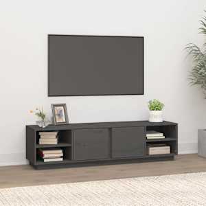 TV skříňka šedá 156 x 40 x 40 cm masivní borové dřevo - obrázek 1