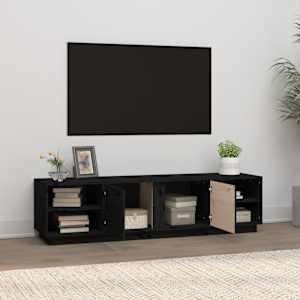 TV skříňka černá 156 x 40 x 40 cm masivní borové dřevo - obrázek 3