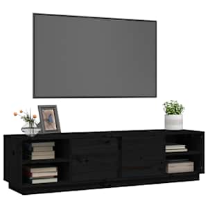 TV skříňka černá 156 x 40 x 40 cm masivní borové dřevo - obrázek 4