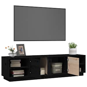 TV skříňka černá 156 x 40 x 40 cm masivní borové dřevo - obrázek 5