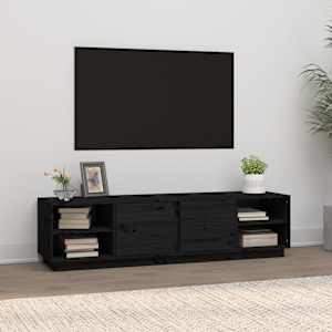 TV skříňka černá 156 x 40 x 40 cm masivní borové dřevo - obrázek 1