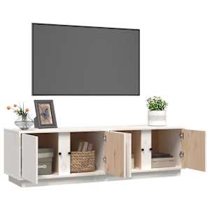 TV skříňka bílá 140 x 40 x 40 cm masivní borové dřevo - obrázek 5