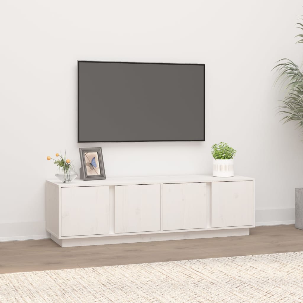 TV skapītis, balts, 140x40x40 cm, priedes masīvkoks | Stepinfit.lv