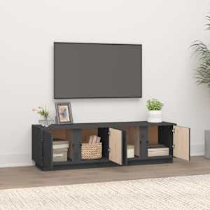 TV skříňka šedá 140 x 40 x 40 cm masivní borové dřevo - obrázek 3