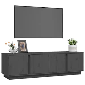 TV skříňka šedá 140 x 40 x 40 cm masivní borové dřevo - obrázek 4