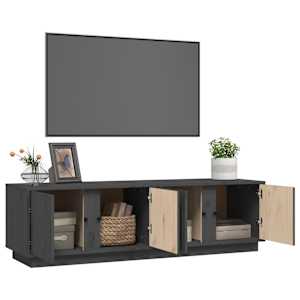 TV skříňka šedá 140 x 40 x 40 cm masivní borové dřevo - obrázek 5