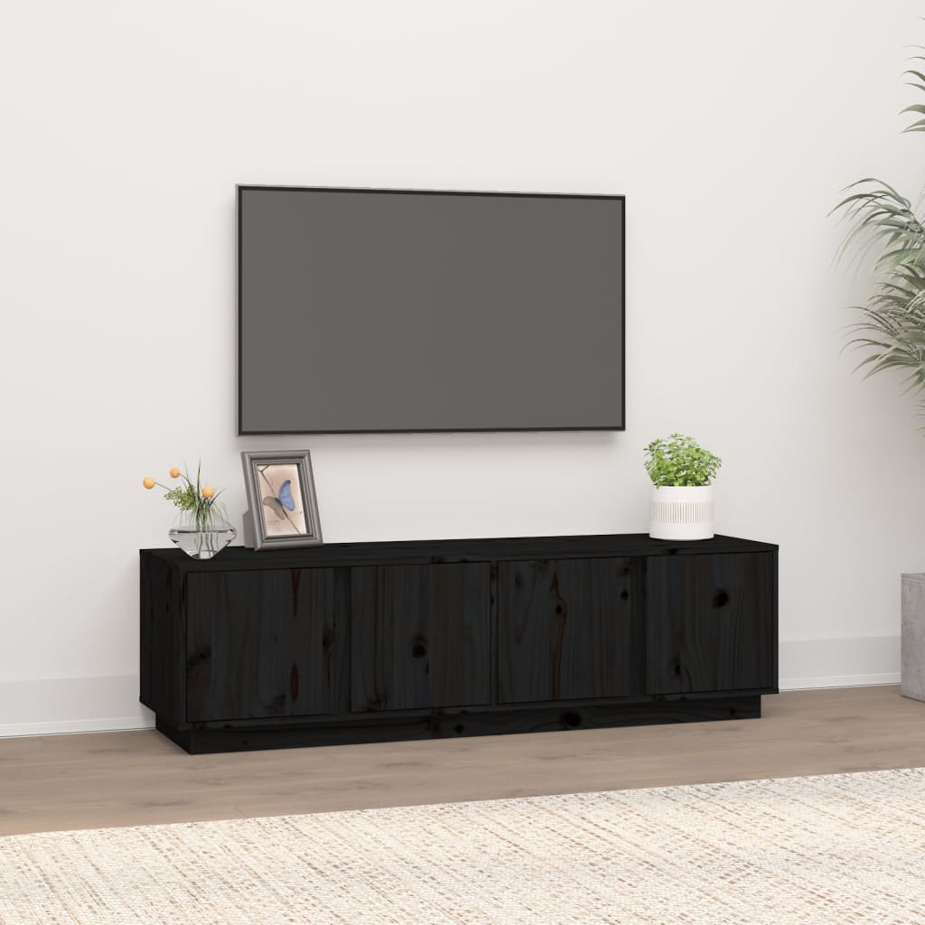 vidaXL TV-Schrank Schwarz 140x40x40 cm Massivholz Kiefer