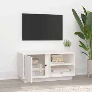 TV skříňka bílá 80x35x40,5 cm masivní borové dřevo - obrázek 3