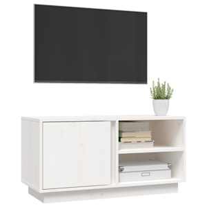 TV skříňka bílá 80x35x40,5 cm masivní borové dřevo - obrázek 4