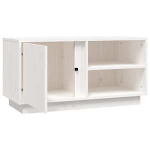 TV skříňka bílá 80x35x40,5 cm masivní borové dřevo - obrázek 7