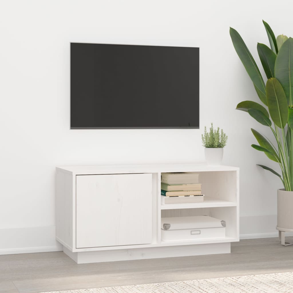 vidaXL Comodă TV, alb, 80x35x40,5 cm, lemn masiv de pin