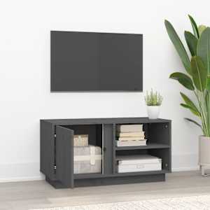 TV skříňka šedá 80 x 35 x 40,5 cm masivní borové dřevo - obrázek 3