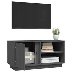 TV skříňka šedá 80 x 35 x 40,5 cm masivní borové dřevo - obrázek 5