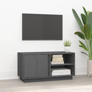 TV skříňka šedá 80 x 35 x 40,5 cm masivní borové dřevo - obrázek 1