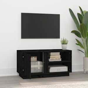 TV skříňka černá 80x35x40,5 cm masivní borové dřevo - obrázek 3