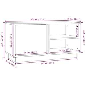 TV skříňka černá 80x35x40,5 cm masivní borové dřevo - obrázek 11