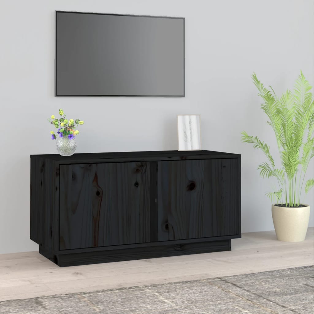 vidaXL Meuble TV Noir 80x35x40,5 cm Bois de pin massif