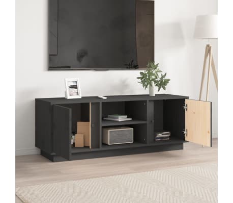 vidaXL Meuble TV Gris 110x35x40,5 cm Bois de pin massif