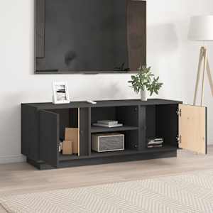 TV skříňka šedá 110x35x40,5 cm masivní borové dřevo - obrázek 3