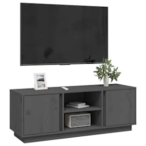 TV skříňka šedá 110x35x40,5 cm masivní borové dřevo - obrázek 4