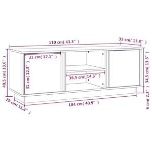TV skříňka šedá 110x35x40,5 cm masivní borové dřevo - obrázek 10