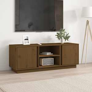 TV skříňka medově hnědá 110x35x40,5 cm masivní borové dřevo