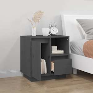 vidaXL Κομοδίνο Γκρι 50x34x50 εκ. από Μασίφ Ξύλο Πεύκου