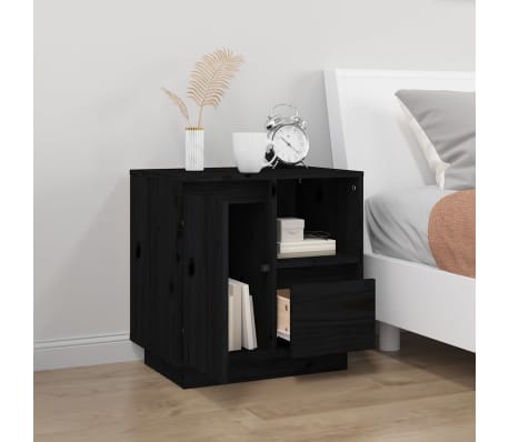 vidaXL Nachttisch Schwarz 50x34x50 cm Massivholz Kiefer