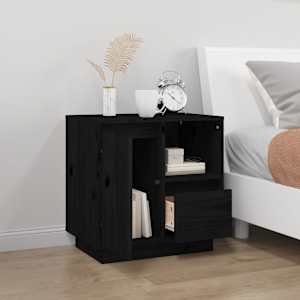 vidaXL Nachttisch Schwarz 50x34x50 cm Massivholz Kiefer