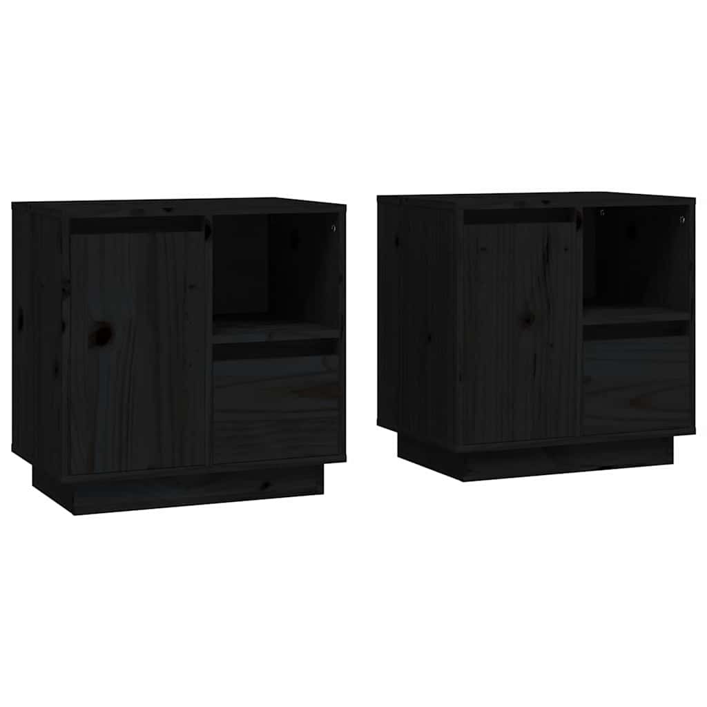 vidaXL Noční stolky 2 ks černé 50 x 34 x 50 cm masivní borové dřevo