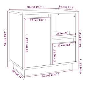 Noční stolky 2 ks černé 50 x 34 x 50 cm masivní borové dřevo - obrázek 12