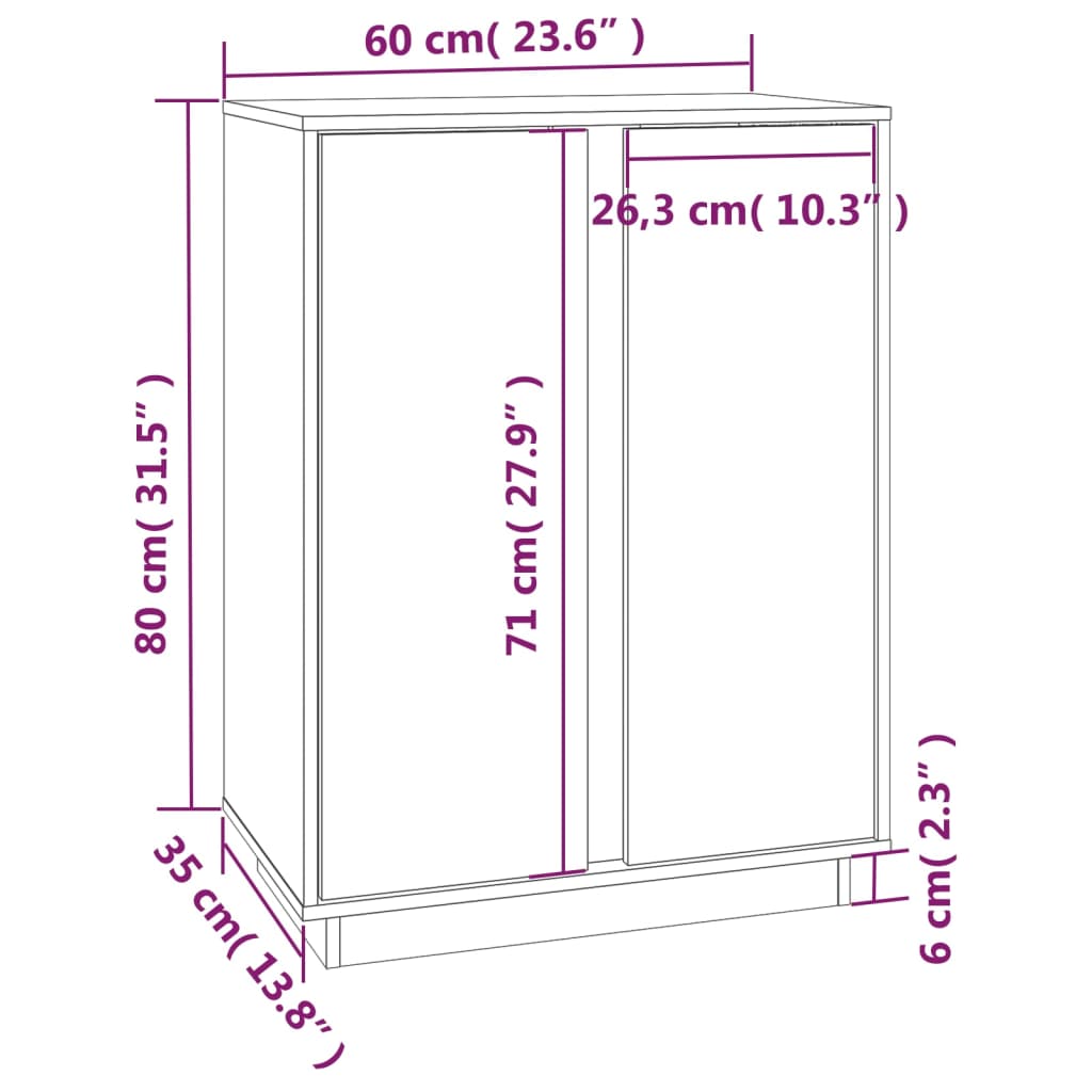 Komoda bela 60x35x80 cm trdna borovina