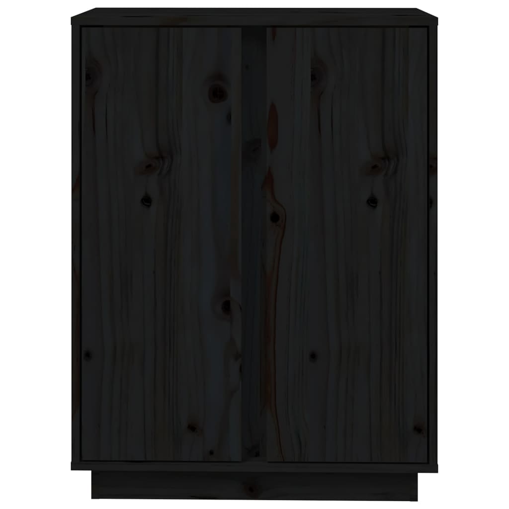 fekete tömör fenyőfa tálalószekrény 60x35x80 cm