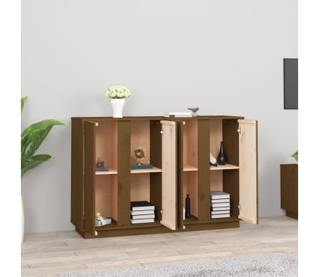 vidaXL Sideboard Honey Brown 120x35x80 cm Solid Wood Pine