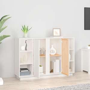Příborník bílý 120x35x80 cm masivní borové dřevo - obrázek 3