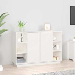 Příborník bílý 120x35x80 cm masivní borové dřevo - obrázek 1