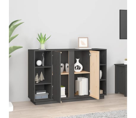 vidaXL Sk&aring;p gr&aring; 120x35x80 cm massiv furu