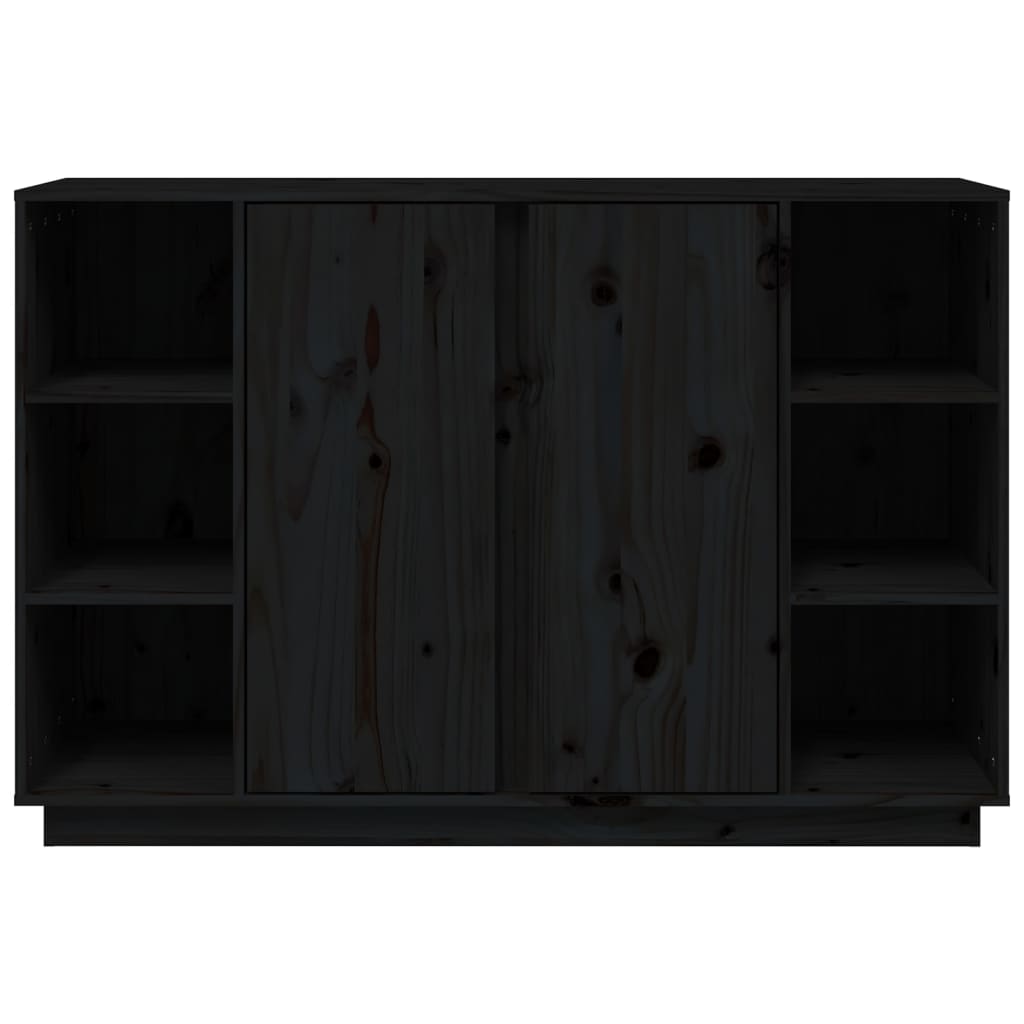 Сайдборд, черен, 120x35x80 см, бор масив