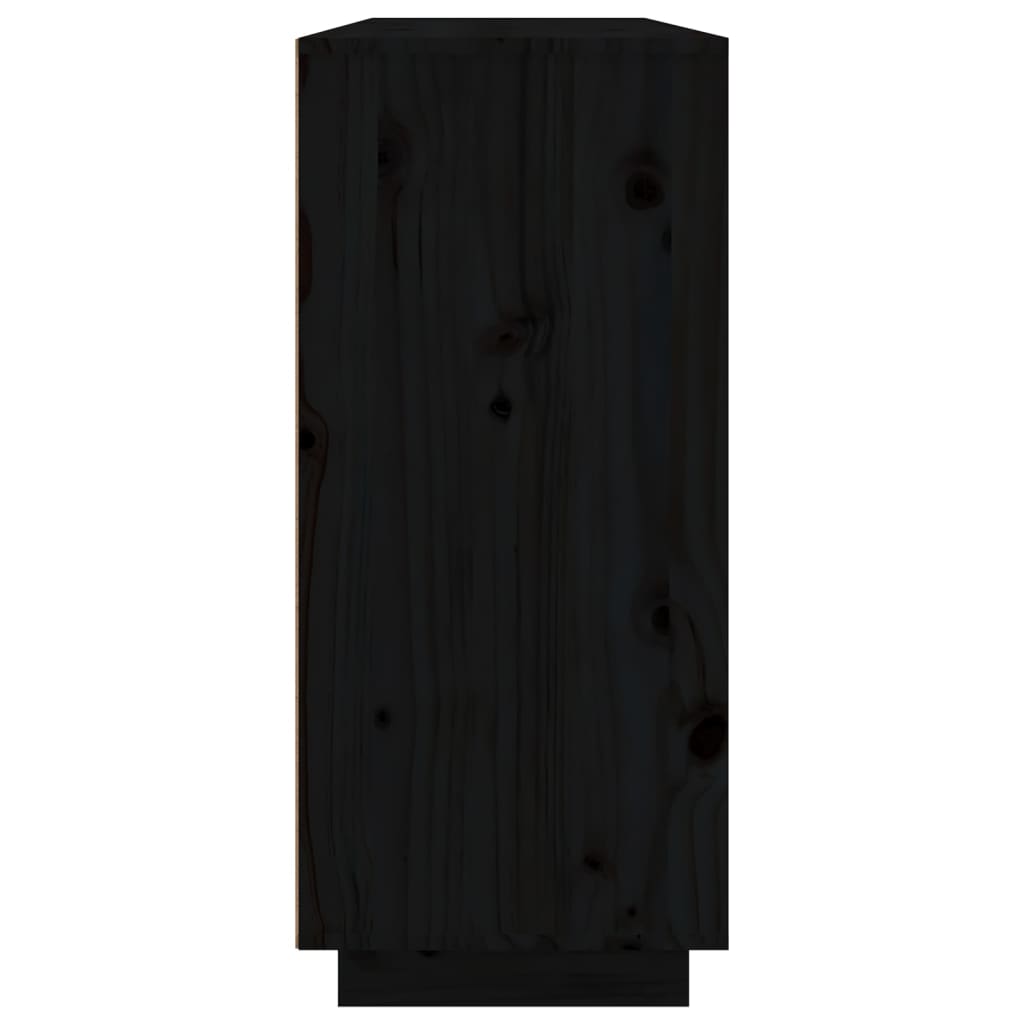 Сайдборд, черен, 120x35x80 см, бор масив