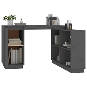 Psací stůl šedý 110 x 50 x 75 cm masivní borové dřevo - obrázek 5