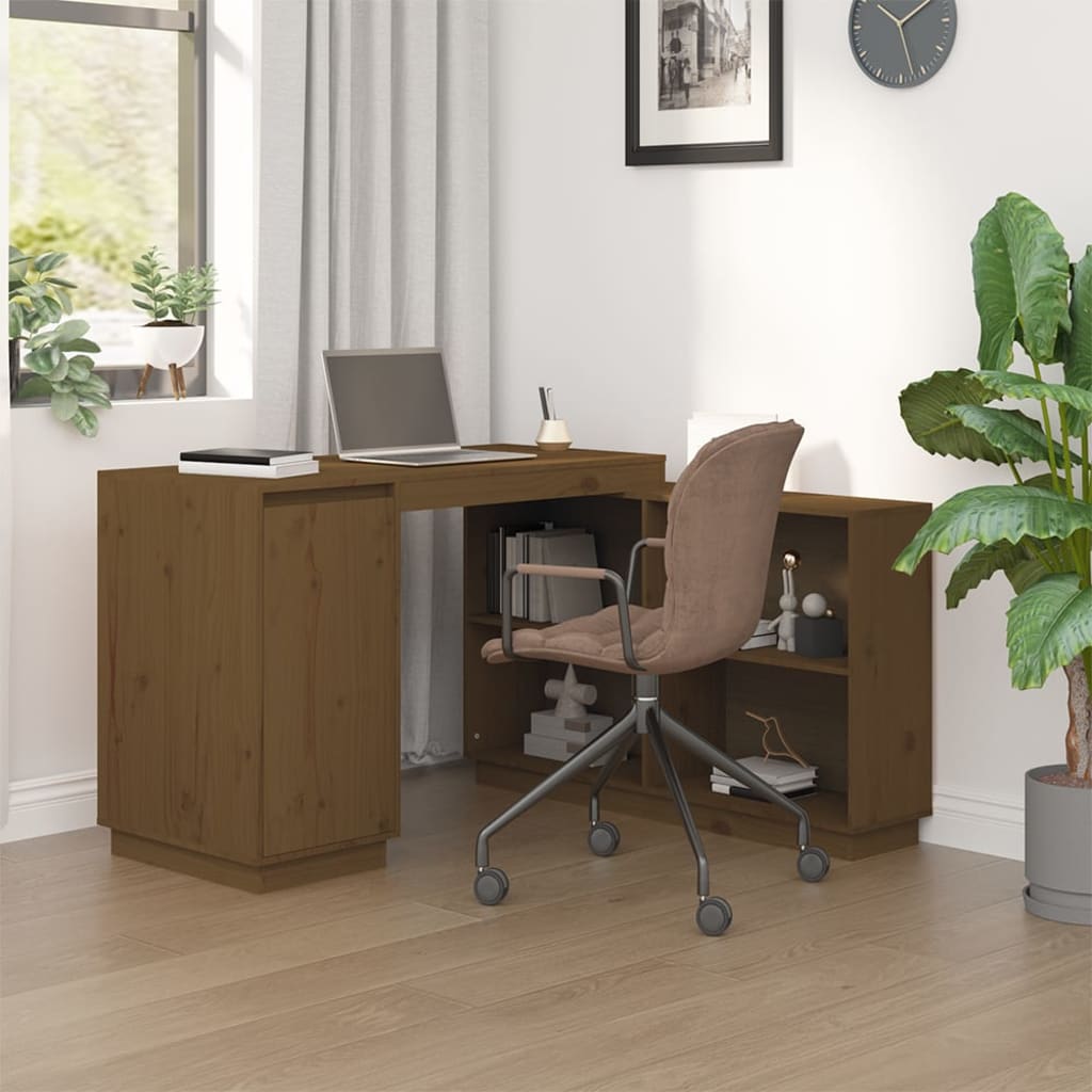 vidaXL Bureau Marron miel 110x50x75 cm Bois massif de pin